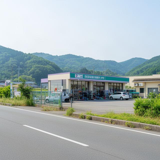 三重県北勢地域の道路沿いにある野球用品店へのアクセス風景